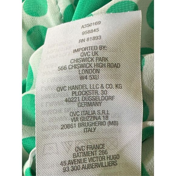 Susan Graver Blouse  Woman Kelly Green Polka Dot Semi Sheer Button Up Tunic SZ 2 - Picture 8 of 9